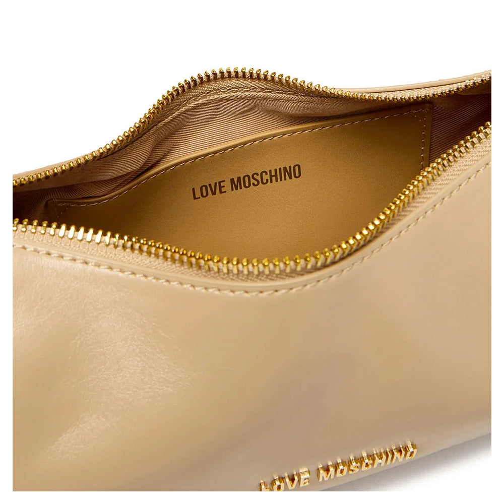 Love Moschino Soft Leather Shoulder Bag in Taupe