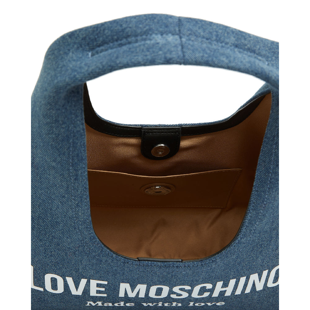 Love Moschino Cut-Out Handle Tote Bag in Denim Jeans