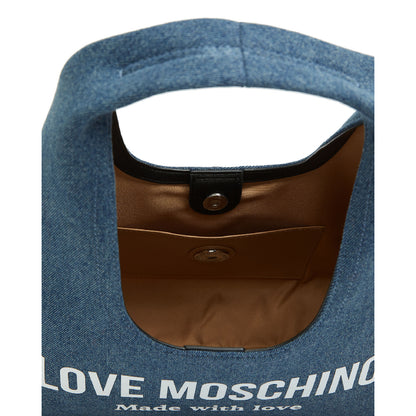 Love Moschino Cut-Out Handle Tote Bag in Denim Jeans