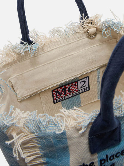 MC2 SAINT BARTH colette vertical-stripes tote bag in blue