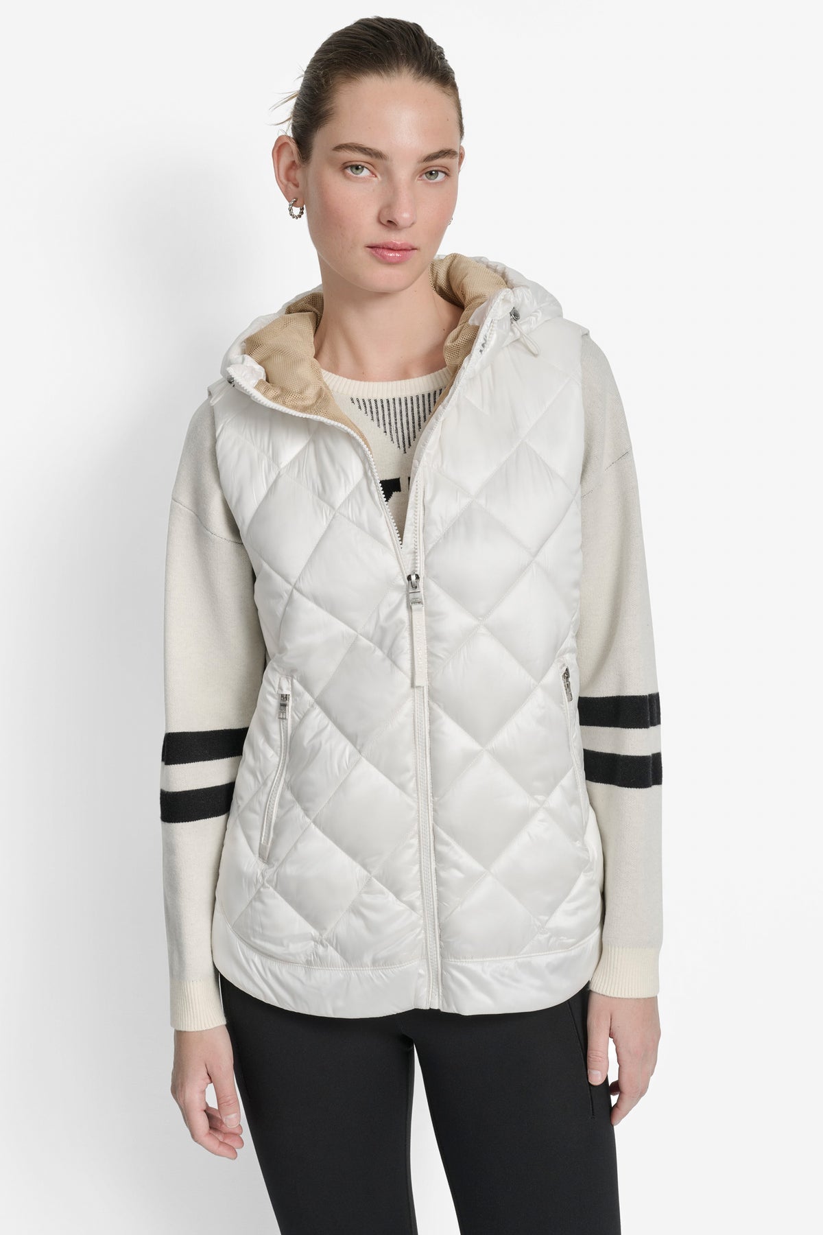 DKNY QUILTED HOODED VEST size L