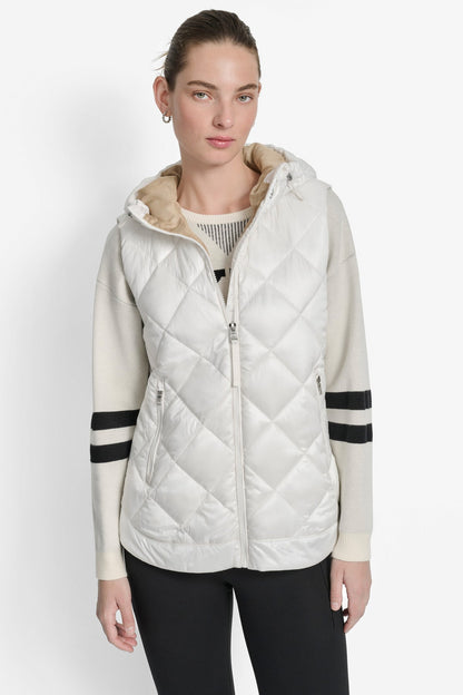 DKNY QUILTED HOODED VEST size L