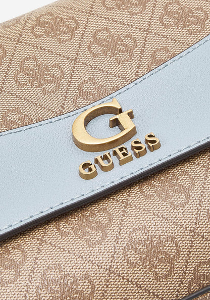 Guess Nell Logo Crossbody Flap Bag, Latte