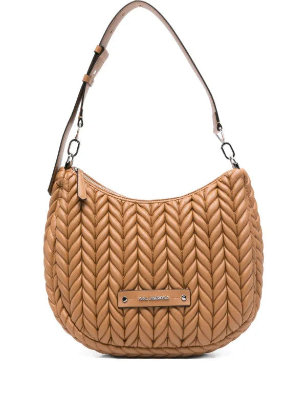 Karl Lagerfeld K/Weave Hobo Bag in caramel brown color