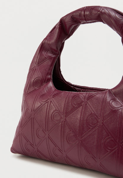 Calvin Klein Puffer Emblem Logo Small Bag in burgundy