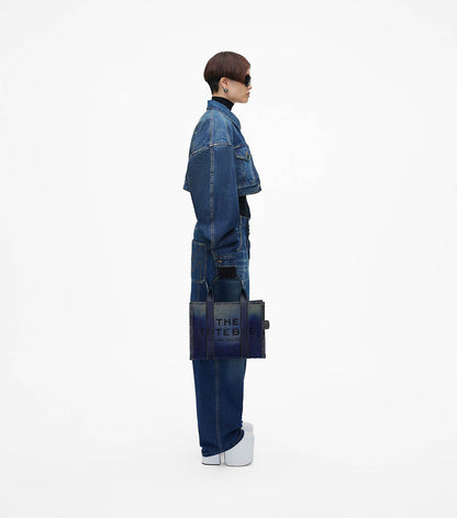 THE DENIM-PRINTED LEATHER MEDIUM TOTE BAG MARC JACOBS