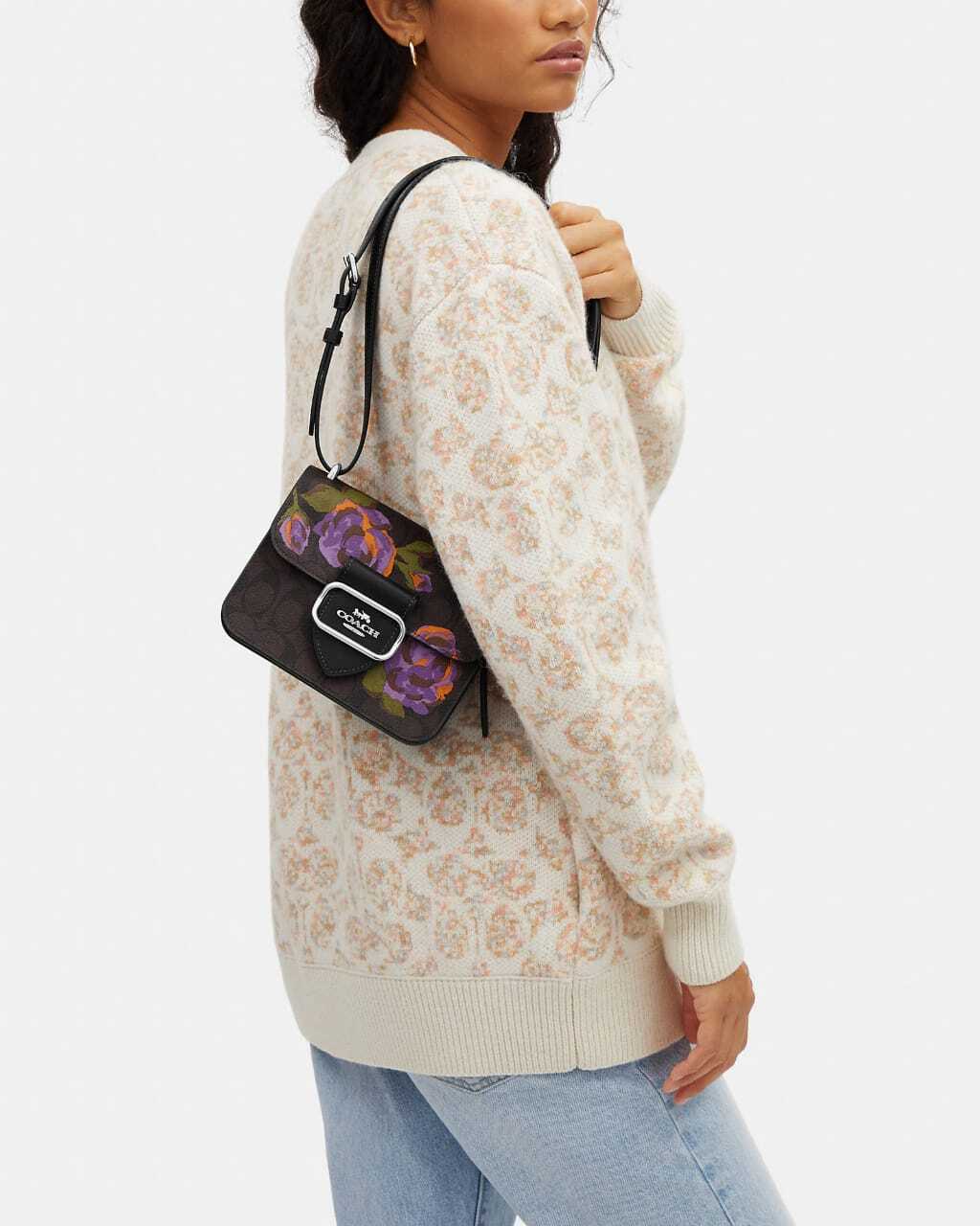 Coach Morgan Square Crossbody In Signature Canvas With Rose Print