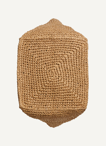 DKNY PALOMA CROCHET RAFFIA LOGO TOTE