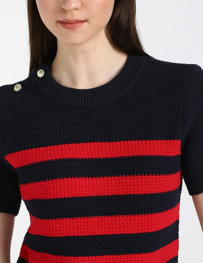 Tommy Hilfiger Gold Button Textured Knit Sweater size M