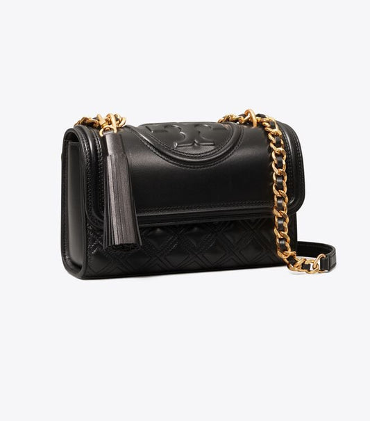 Tory Burch Fleming small leather shoulder bag in black
