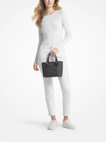 Micheal Kors small Jet Set Travel tote bag with top zip closure and logo in Black