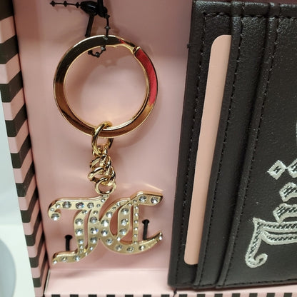 JUICY COUTURE 3PC Mini Backpack Gift Box Set Heritage Card Case Key Hot Pink