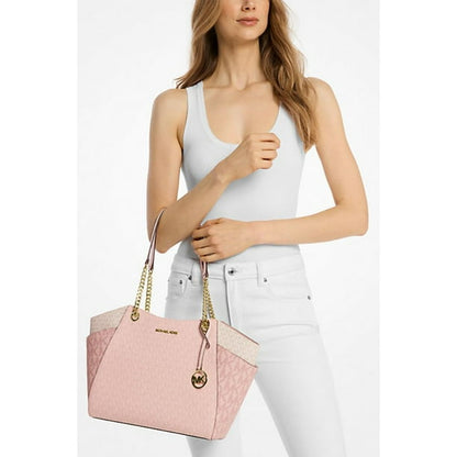 Micheal Kors Large Jet Set tote bag with color blocking and signature logo in pink