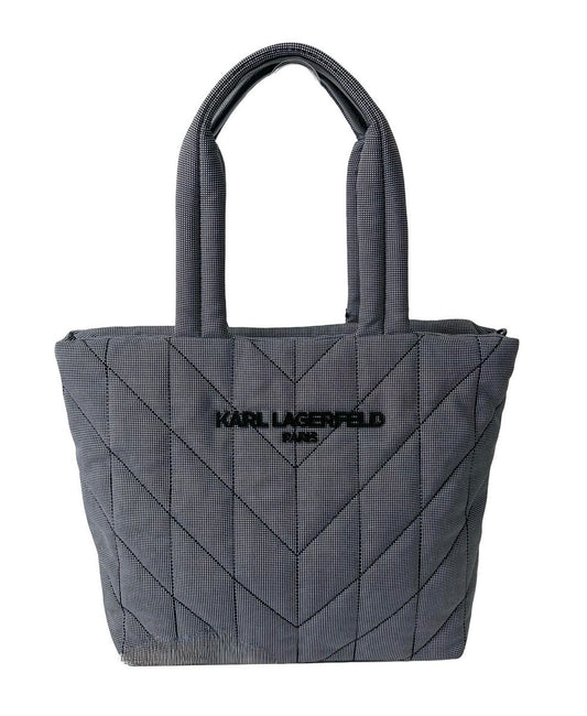 Karl Lagerfeld Paris Voyage Quilted Black & White Large Tote Bag
