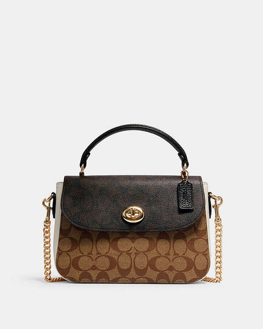 Marlie Top Handle Satchel In Blocked Signature Canvas coach