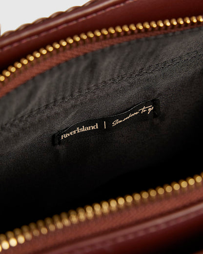 River Island Brown Woven Mini Tote Bag
