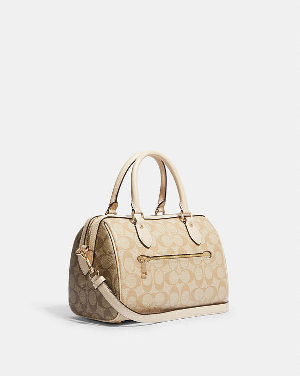 Coach Rowan Satchel Bag In Signature Canvas in light khaki