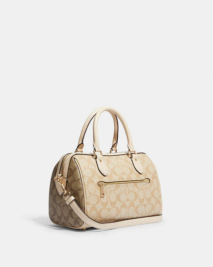 Coach Rowan Satchel Bag In Signature Canvas in light khaki