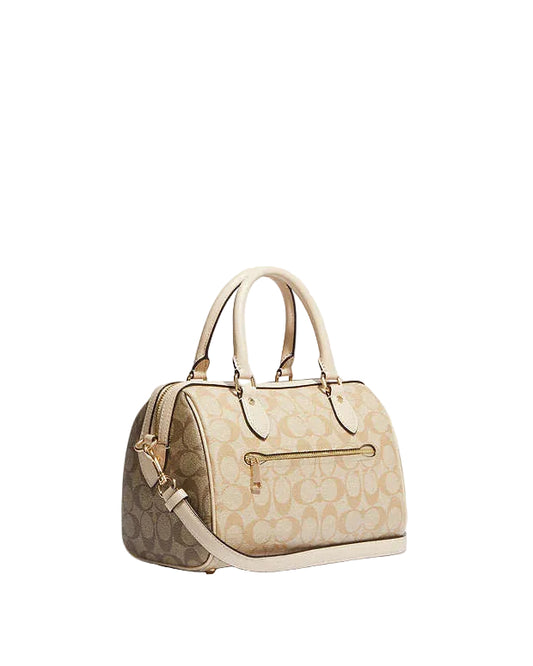 Coach Rowan Satchel Bag In Signature Canvas in light khaki