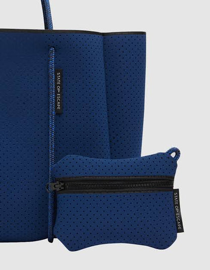 State of escape medium tote bag Flying Solo tote in navy: electric blue (dual tone)