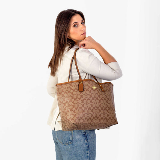 COACH REVERSIBLE CITY TOTE HANDBAG IN CAMEL