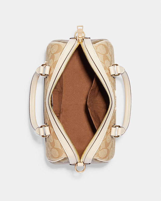 Coach Rowan Satchel Bag In Signature Canvas in light khaki