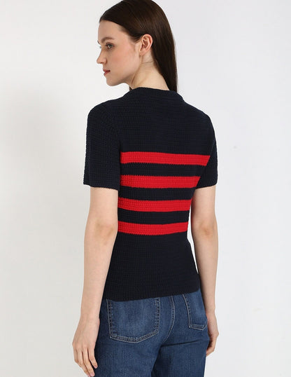 Tommy Hilfiger Gold Button Textured Knit Sweater size M