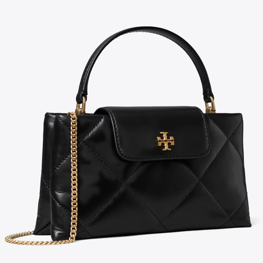 TORY BURCH KIRA DIAMOND QUILT TOP-HANDLE BAG IN BLACK