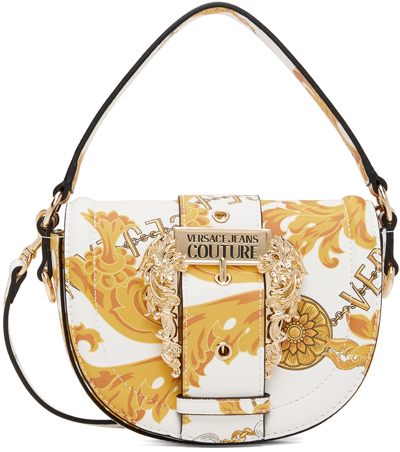VERSACE COUTURE FAUX-LEATHER CROSSBODY BAG IN WHITE
