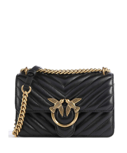 Pinko Love One Mini Shoulder bag fine grain leather nero/antique gold