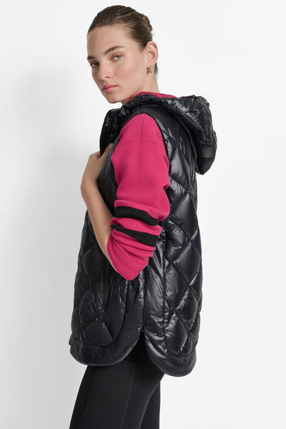 DKNY QUILTED HOODED VEST size M