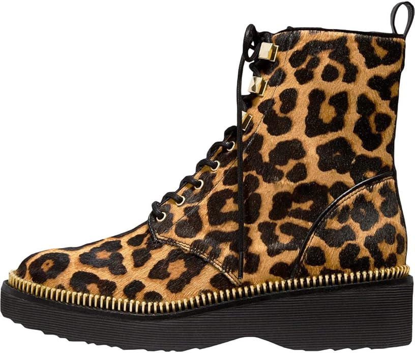 Michael Kors Haskell fighting boot in calf hair with leopard print and nails 7m