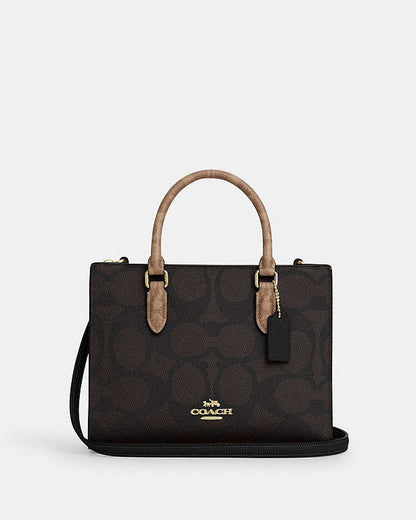 Coach maggie small tote bag blocked in signature canvas