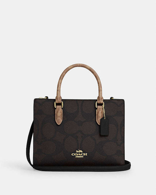 Coach maggie small tote bag blocked in signature canvas