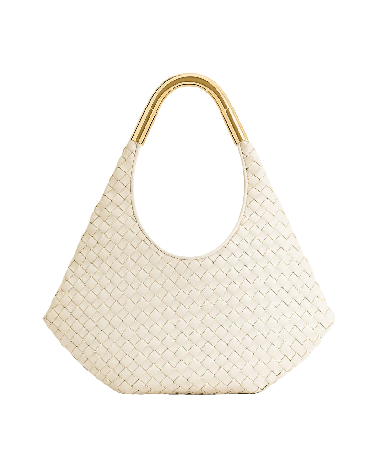 JW PEI Olivia Hand-Woven Metal Handle Hobo Bag in White