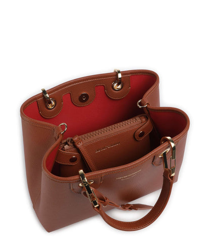 Emporio Armani Small MyEA shopper bag with deer print in camel