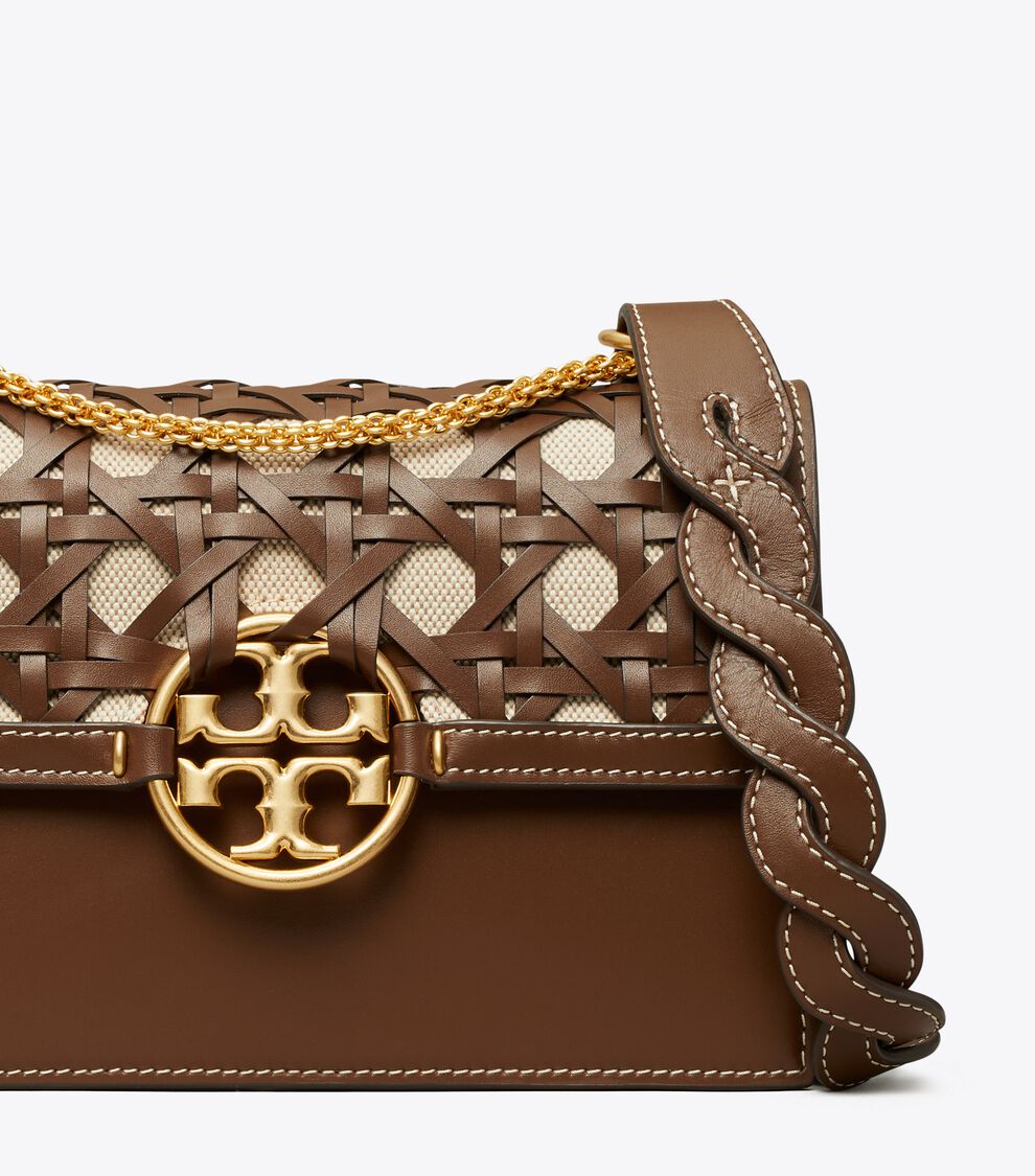 TORY BURCH MILLER BASKETWEAVE SMALL SHOULDER BAG