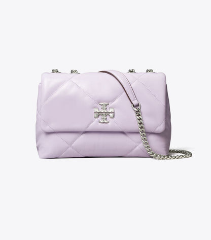 TORY BURCH KIRA DIAMOND QUILT CONVERTIBLE SHOULDER BAG IN PURPLE