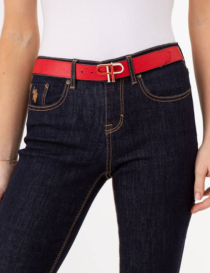U.S Polo Assn. LADIES 30MM ENAMEL REVERSIBLE DOUBLE P BELT