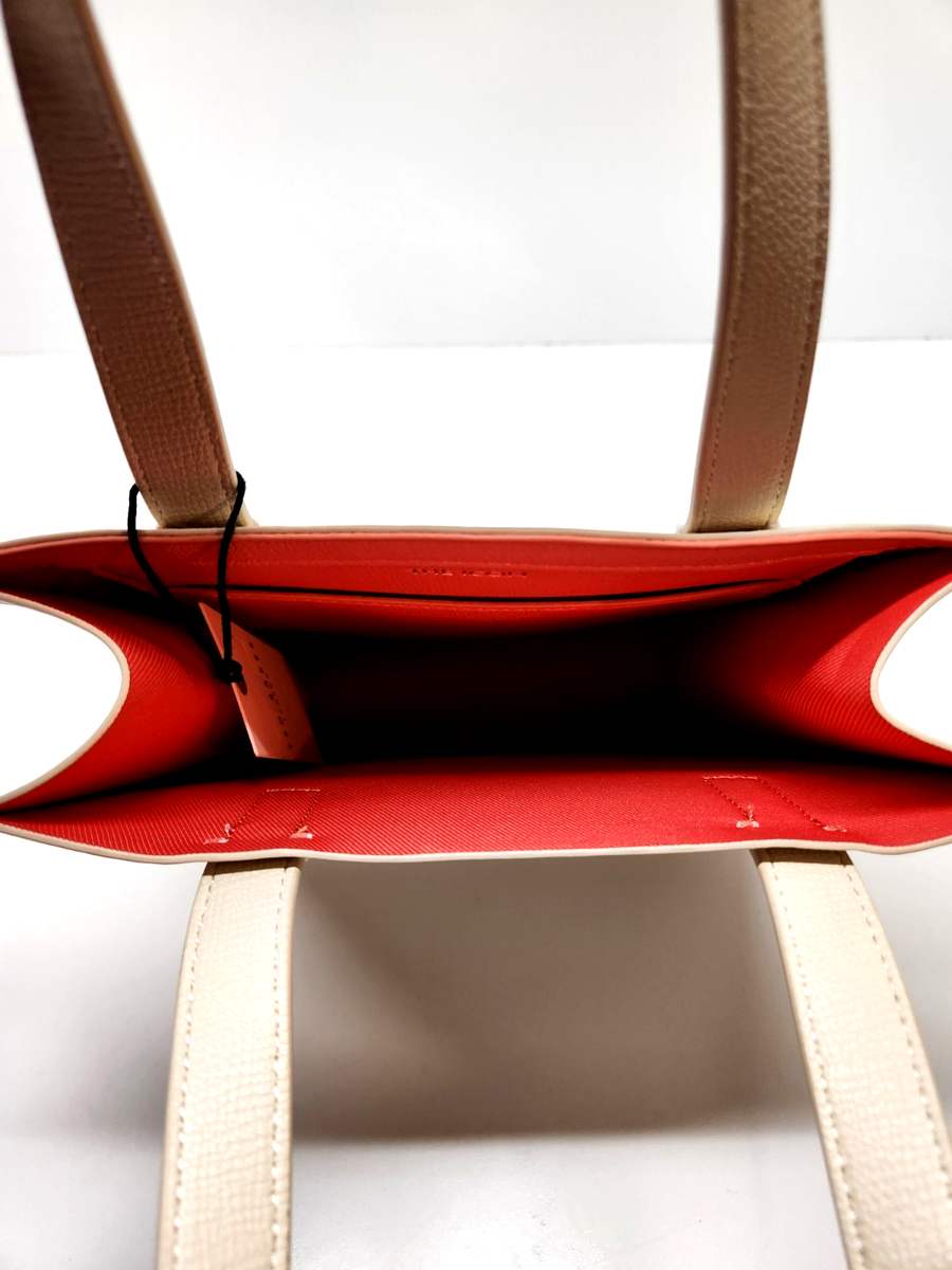 Ted Baker London The Icone Cream & Orange Lined Bag Embossed Texture Tote