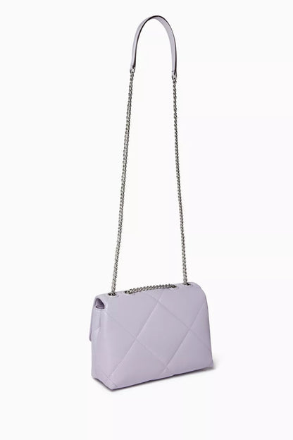 TORY BURCH KIRA DIAMOND QUILT CONVERTIBLE SHOULDER BAG IN PURPLE