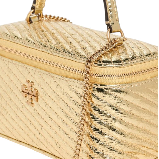 Tory Burch Kira Chevron Mini Vanity Case in gold
