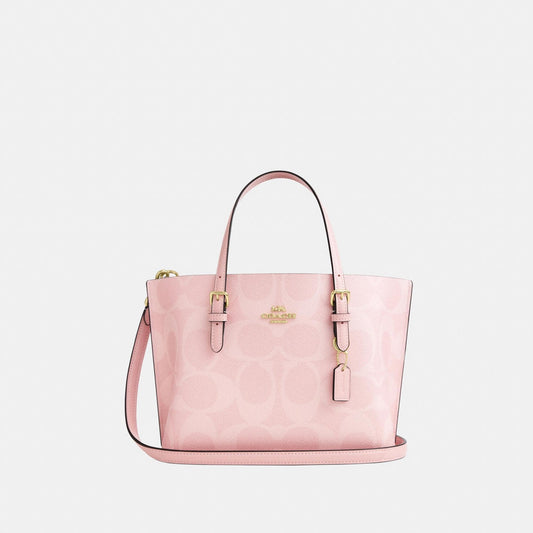 Coach mollie 25 tote in signature canvas in baby pink