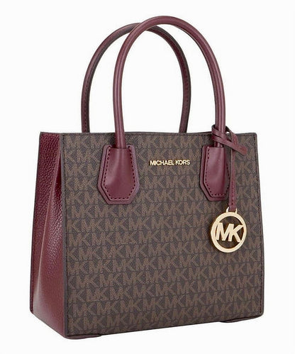 Michael Kors Mercer Medium Logo And Leather Accordion Crossbody Bag Merlot