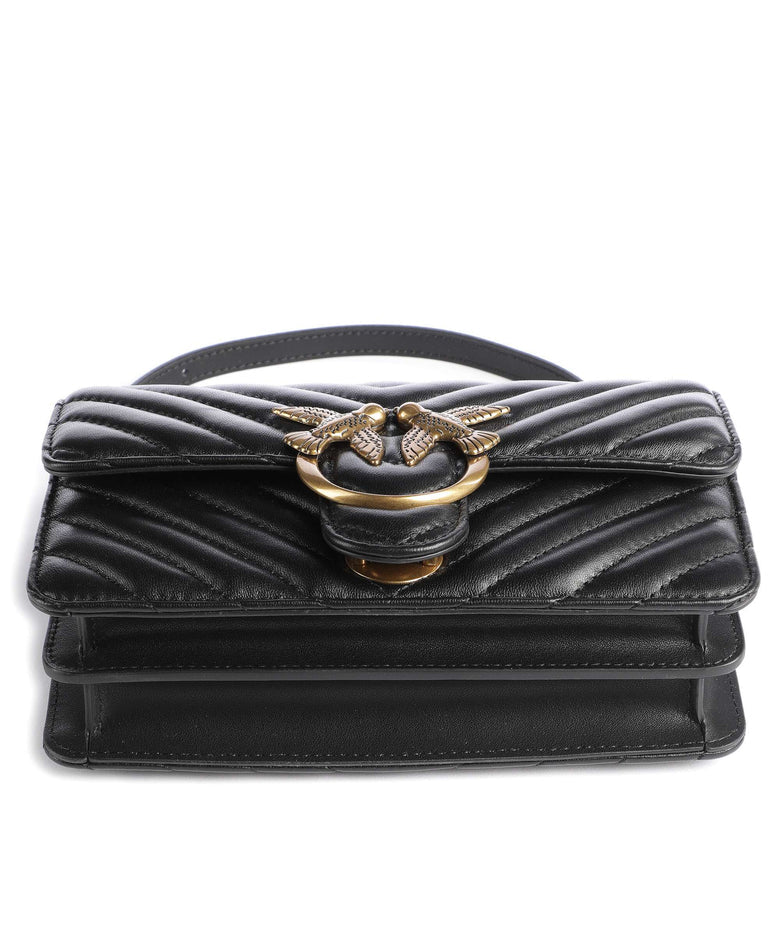 Pinko Love One Mini Shoulder bag fine grain leather nero/antique gold