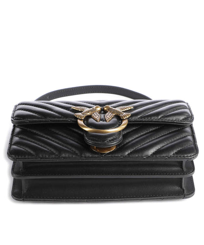 Pinko Love One Mini Shoulder bag fine grain leather nero/antique gold