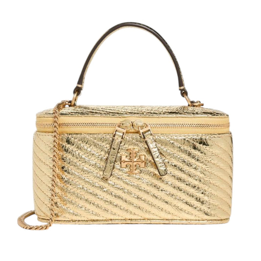 Tory Burch Kira Chevron Mini Vanity Case in gold