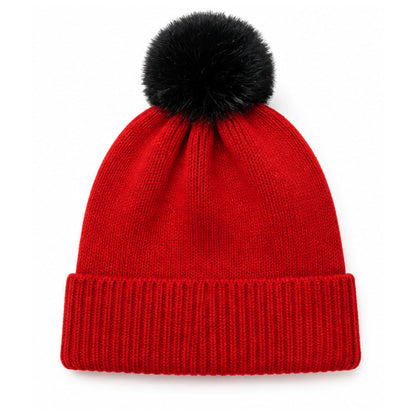 Karl Lagerfeld Paris Ribbed Knit Beanie In Vibrant Red