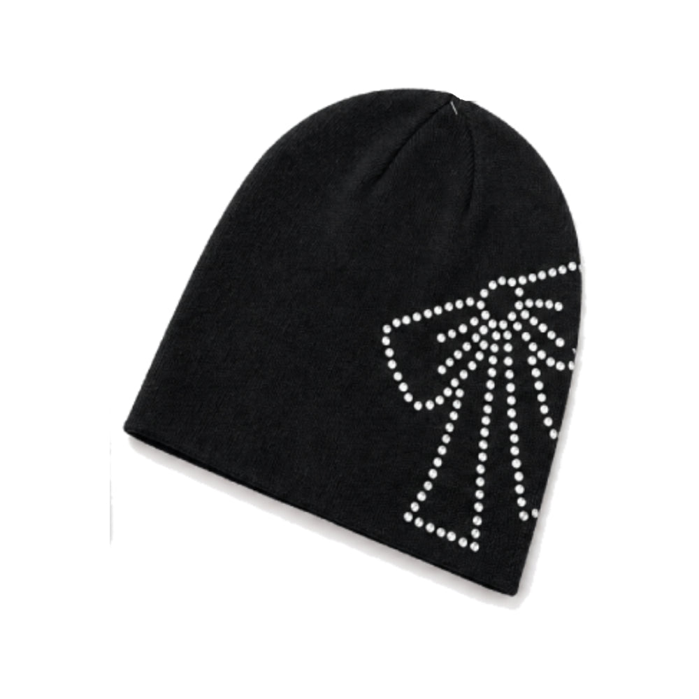 Kate Spade New York Trompe L'oeil Bow Beanie In Black