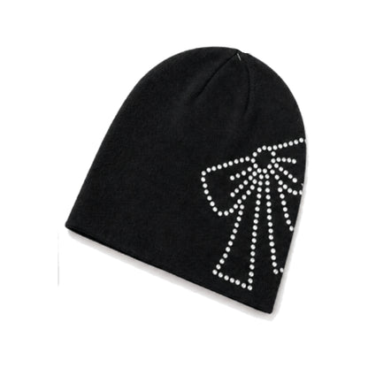 Kate Spade New York Trompe L'oeil Bow Beanie In Black